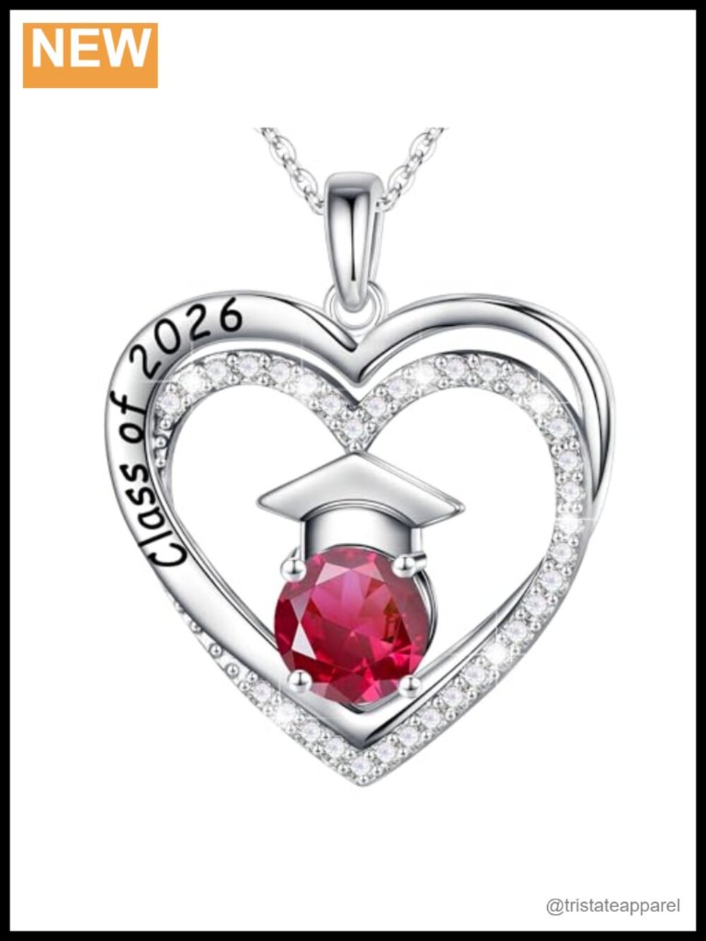 S925 Sterling Silver Graduation Heart Necklace 18in Gift